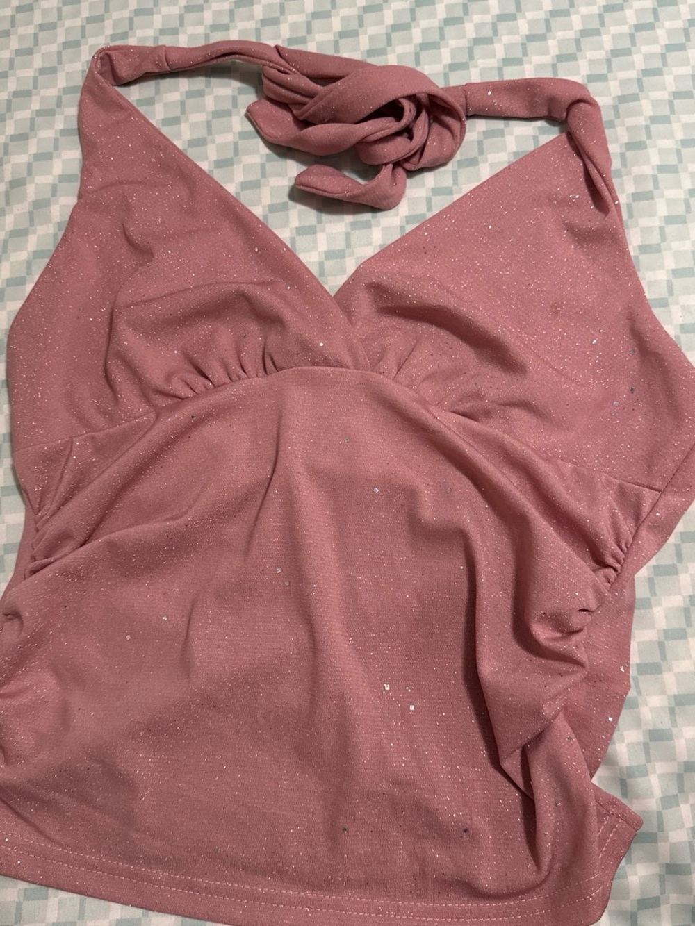 Glitter Halter Camisole Tank Top - Dusty Rose
